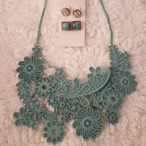 Lace Necklace and matching stud earrings
